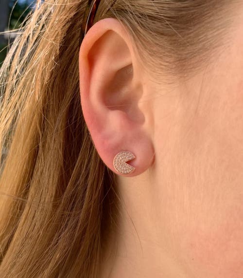 Luvmyjewelry Pac Man Candy Sterling Silver Diamond Earring In 14kt Rose Gold Vermeil