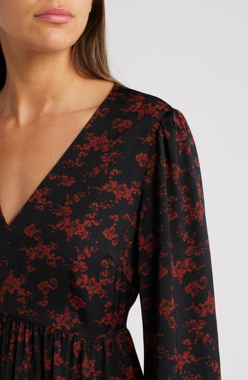 TREASURE & BOND TREASURE & BOND V-NECK LONG SLEEVE SATIN MINIDRESS