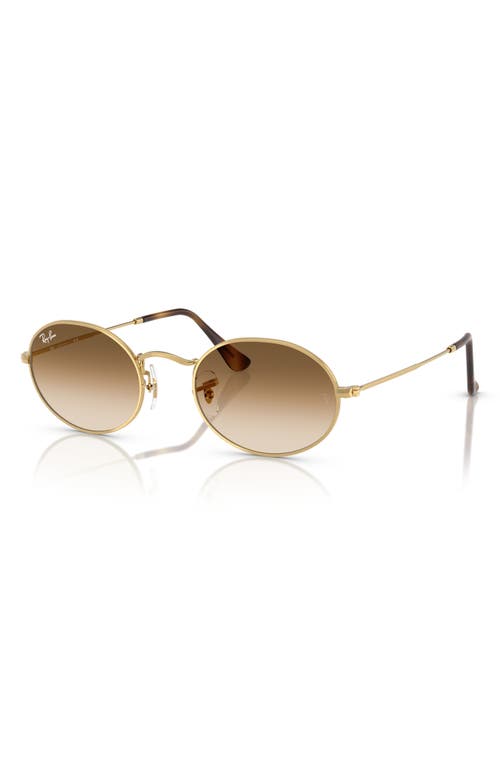 Ray Ban Oval Metal Sunglasses Arista Gold Frame Brown Lenses 51-21 In Gold Flash