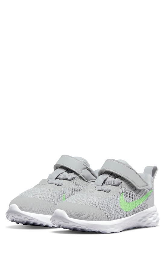 Nike Kids' Revolution 6 Sneaker In Light Grey/ Green Strike