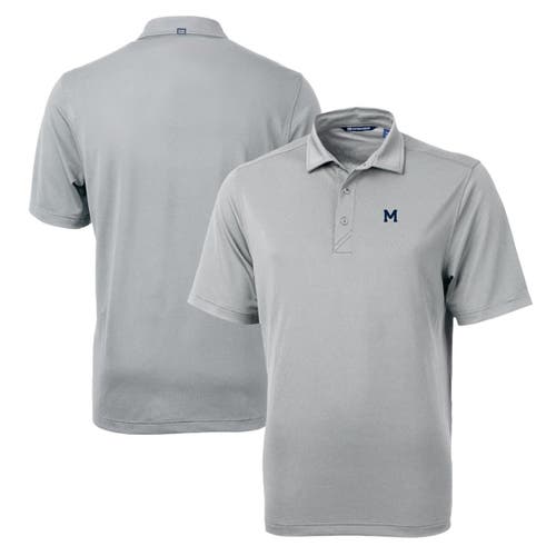 Men's Cutter & Buck Gray Michigan Wolverines Team Big & Tall Virtue Eco Pique Recycled Polo