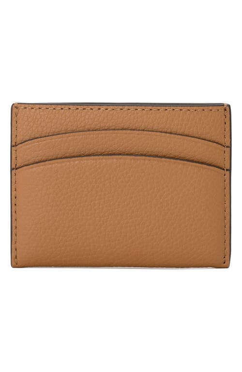 Shop Tory Burch Robinson Pebble Leather Card Case In Tigers Eye