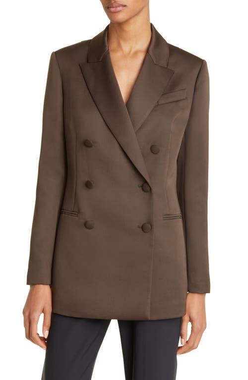 Ted Baker London Seraph Double Breasted Satin Blazer in Dark Brown at Nordstrom, Size 0