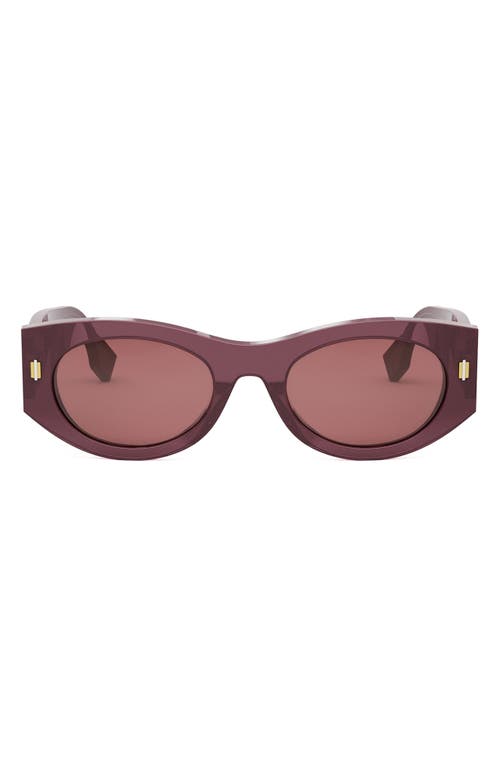 'Fendi Roma 52mm Oval Sunglasses in Shiny Violet /Bordeaux at Nordstrom