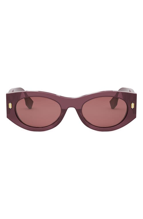 Shop Fendi ' Roma 52mm Oval Sunglasses In Shiny Violet/bordeaux