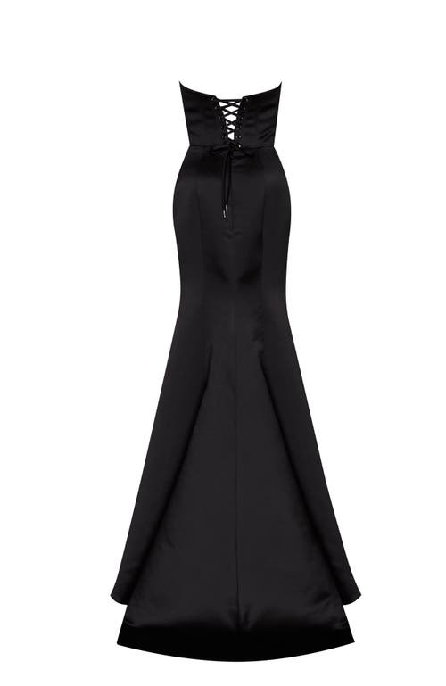 Milla Black Strapless Evening Gown With Thigh Slit In Black