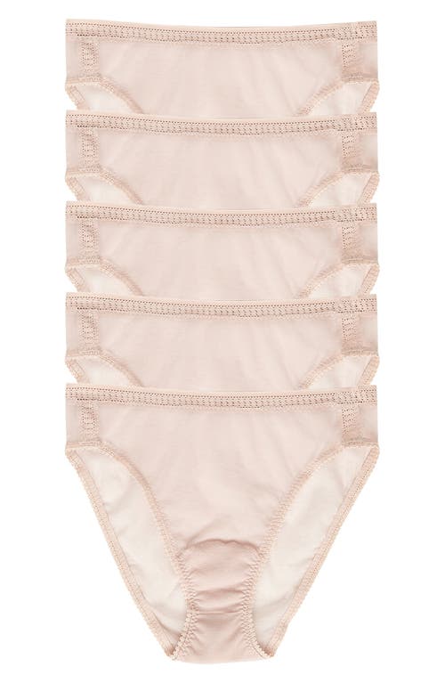 On Gossamer Mesh High Cut Briefs, Set Of 5 In Champagne