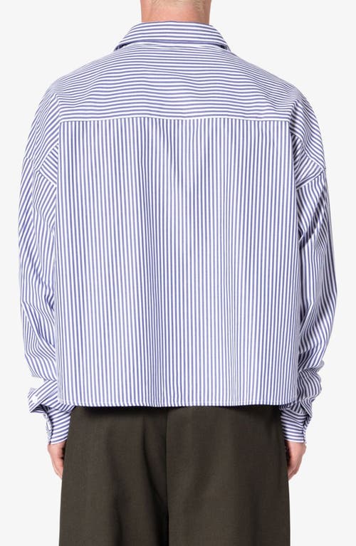 Shop Mnml Stripe Cotton Button-up Shirt In Blue