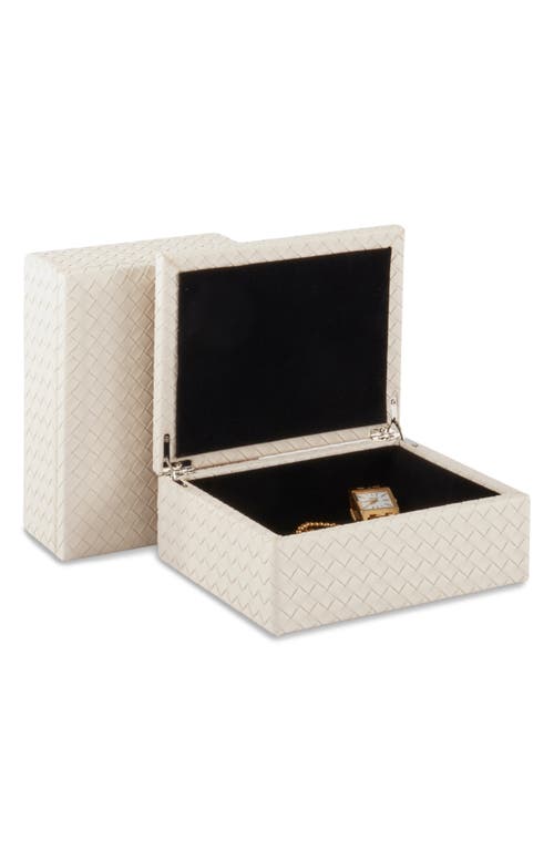 Bey-berk Anastasia Woven Leather Trinket Box In Cream