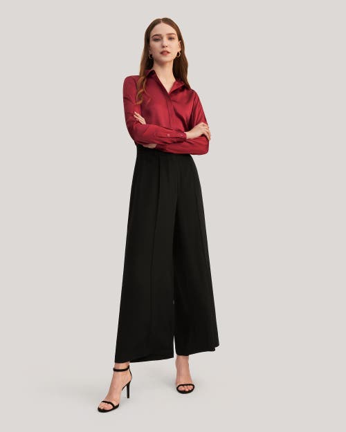 Lilysilk Basic Concealed Placket Silk Shirt In Claret