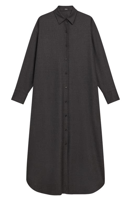 Shop Theory Long Sleeve Maxi Shirtdress In Charcoal Melange