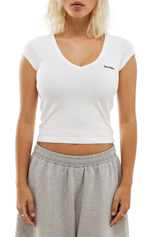 V-Neck Crop T-Shirt in White