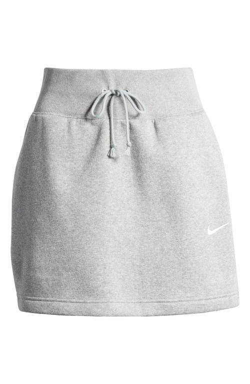 Shop Nike Phoenix High Waist Fleece Miniskirt In Grey Heather/sail