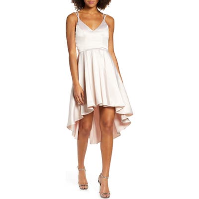 Sequin Hearts High/low Satin Gown, Pink