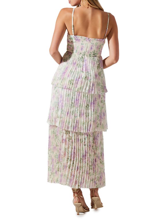 Shop Astr The Label Emmi Floral Print Ruffle Dress In Purple Floral Mesh