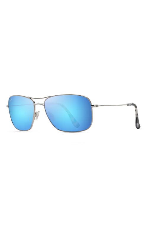 Maui Jim Cliff House 59mm Polarizedplus2 Metal Aviator Sunglasses - Silver/ Blue Hawaii In Silver/blue Hawaii