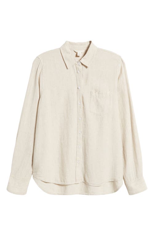 Caslon Linen Blend Button-up Shirt In Flax
