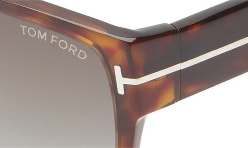 Tom Ford 56mm Rectangle Sunglasses In Dark Havana/smoke