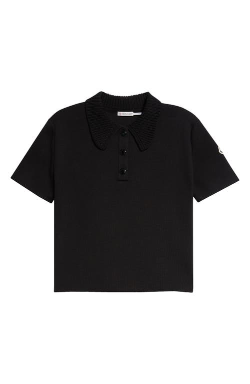 Moncler Merino Wool Polo In Black