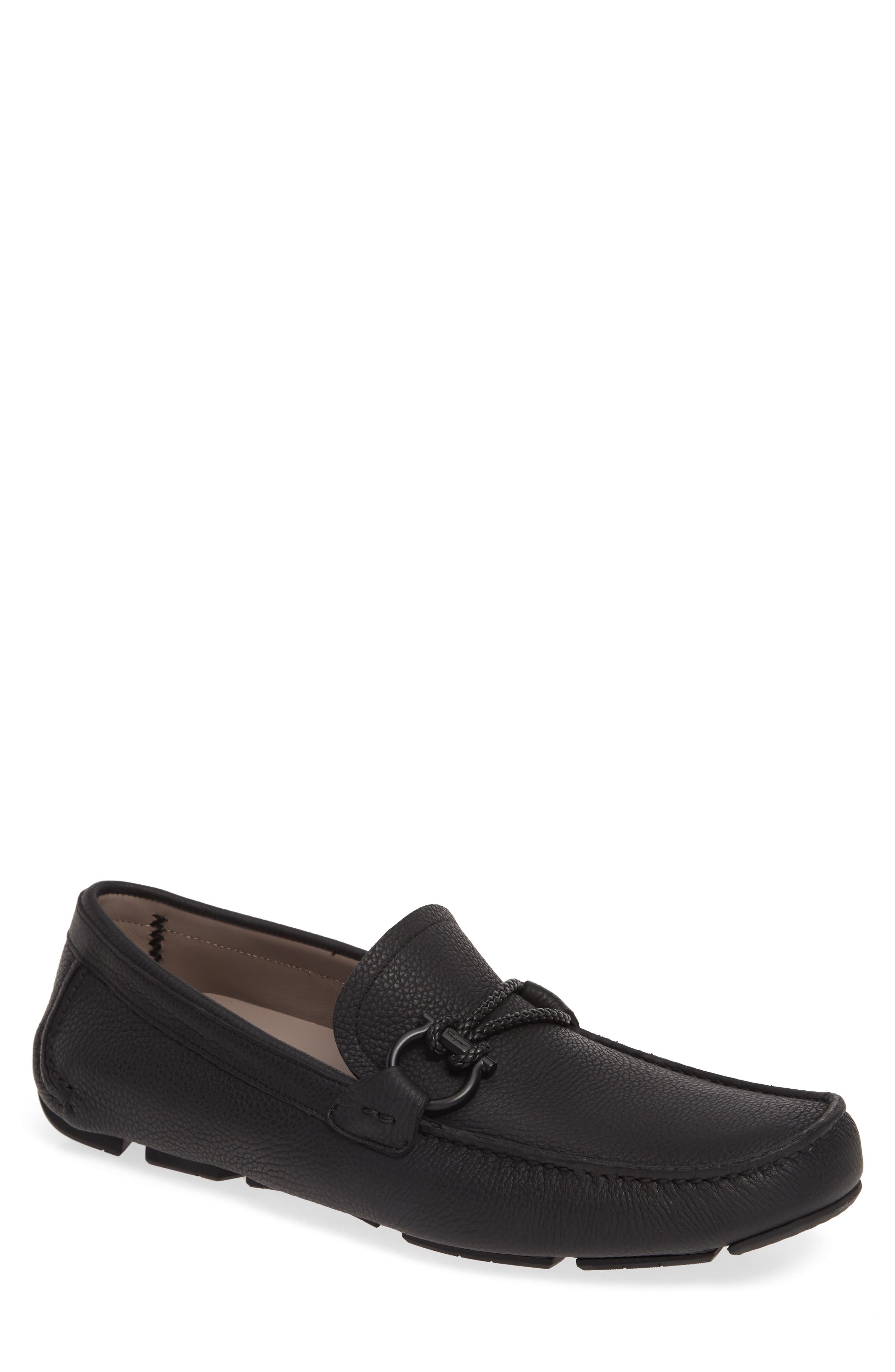 Black Ferragamo Leather Driver Loafers in Nero||Nero for Men Mens Shoes Slip-on shoes Loafers 