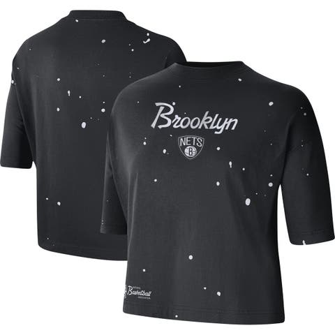 Women's Brooklyn Nets DKNY Sport Black Diana Raglan Tri-Blend Oversized  T-Shirt