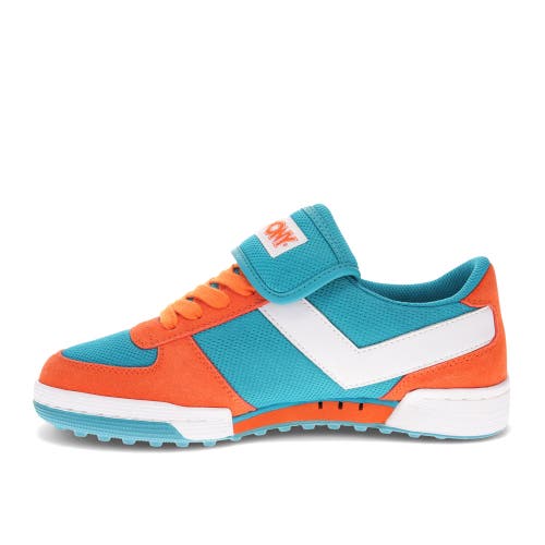 Shop Pony Linebacker Archive Sneakers In Aqua/orange