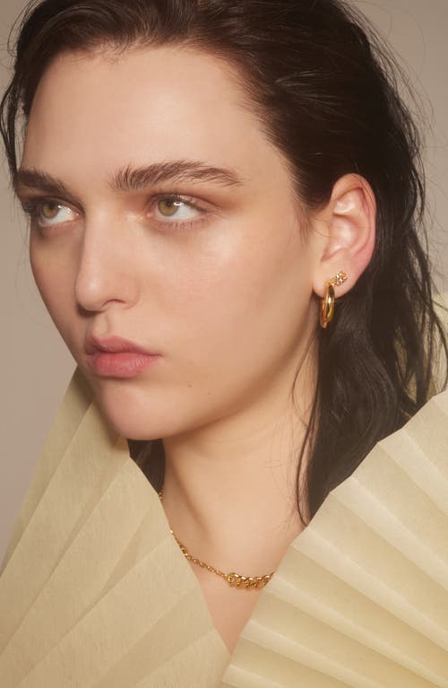 Lady Grey Tilt Hoop Earrings In Gold/peach