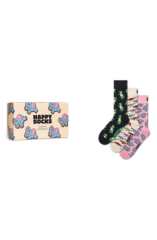 Shop Happy Socks Assorted 3-pack Crew Socks Gift Box In Black Multi