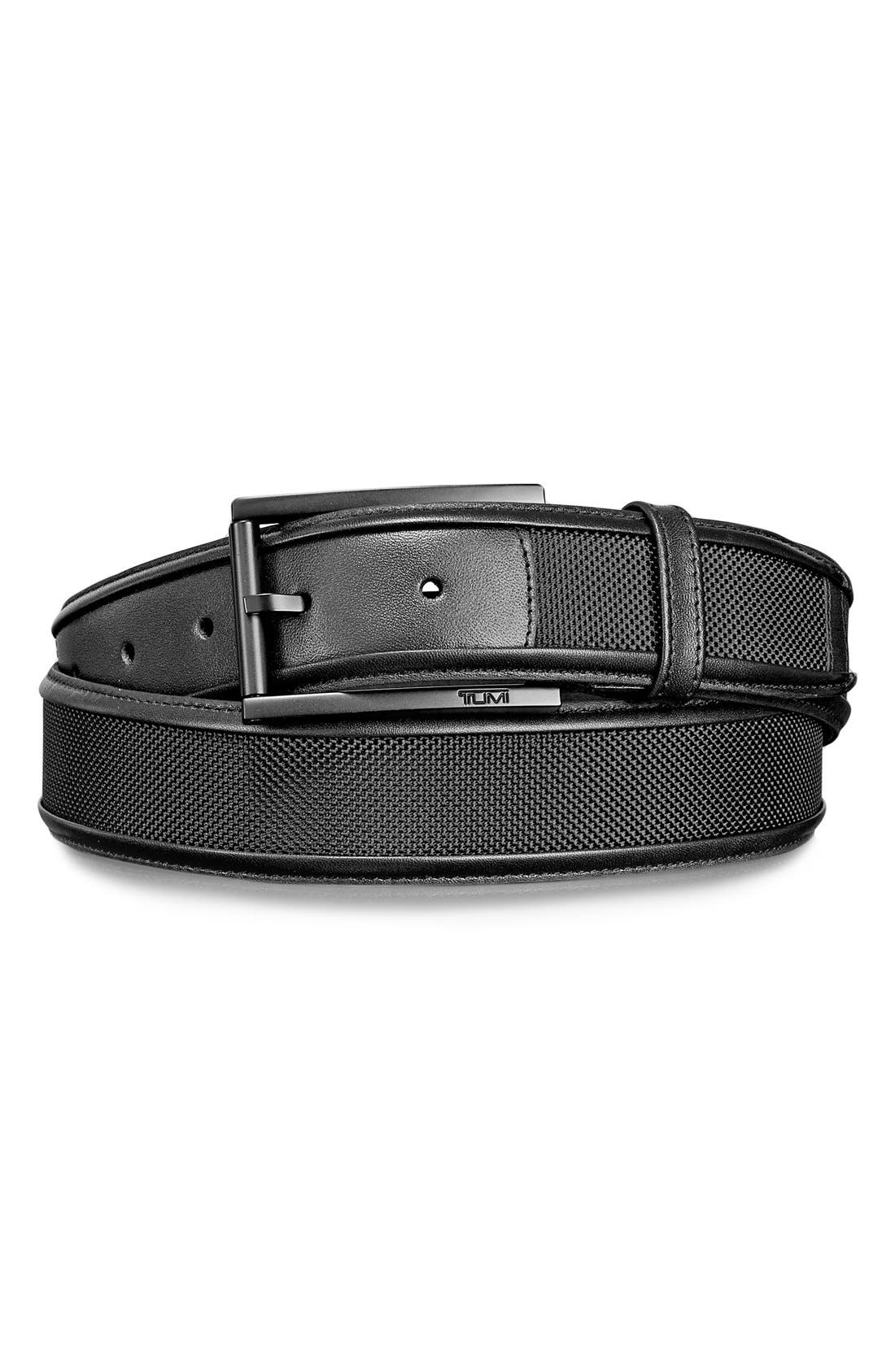 UPC 742315261959 product image for Men's Tumi Leather & Ballistic Nylon Belt, Size 40 - Black/ Black | upcitemdb.com