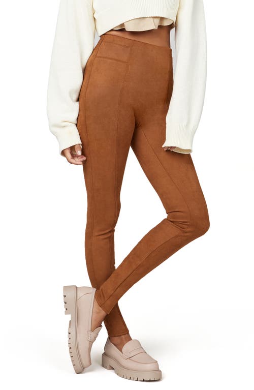SPANX High Waist Faux Suede Leggings in Rich Caramel at Nordstrom, Size Medium