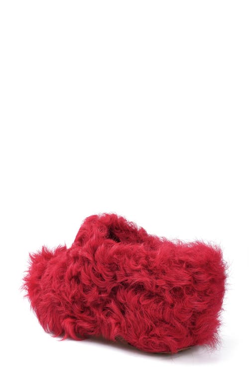 Zigi Fauna Faux Fur Platform Clog Slipper In Red