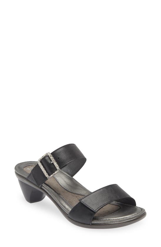 Shop Naot Recent Slide Sandal In Shiny Black Leather