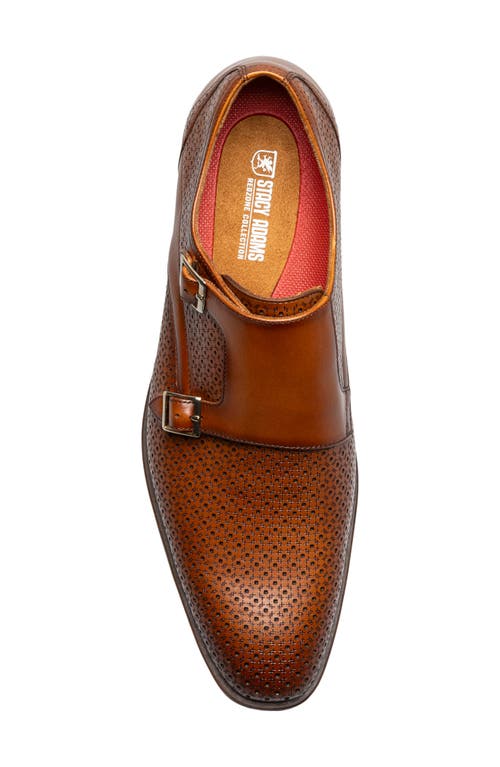 Shop Stacy Adams Arthur Perforated Double Monk Strap Shoe In Cognac