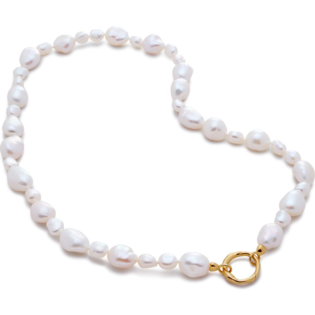 Monica Vinader Nura Reef Irregular Freshwater Pearl Necklace In 18ct Gold Vermeil/pearl