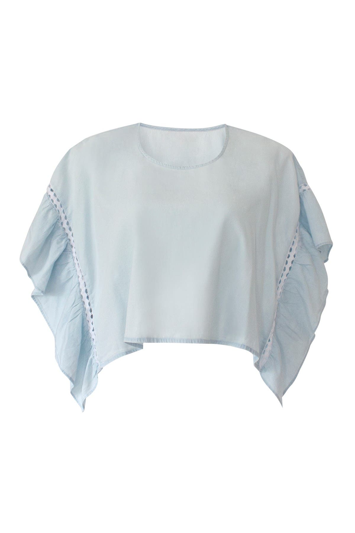 chambray ruffle sleeve top