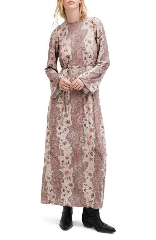 AllSaints Susannah Cascade Floral Paisely Convertible Long Sleeve Dress Clay Pink at Nordstrom, Us