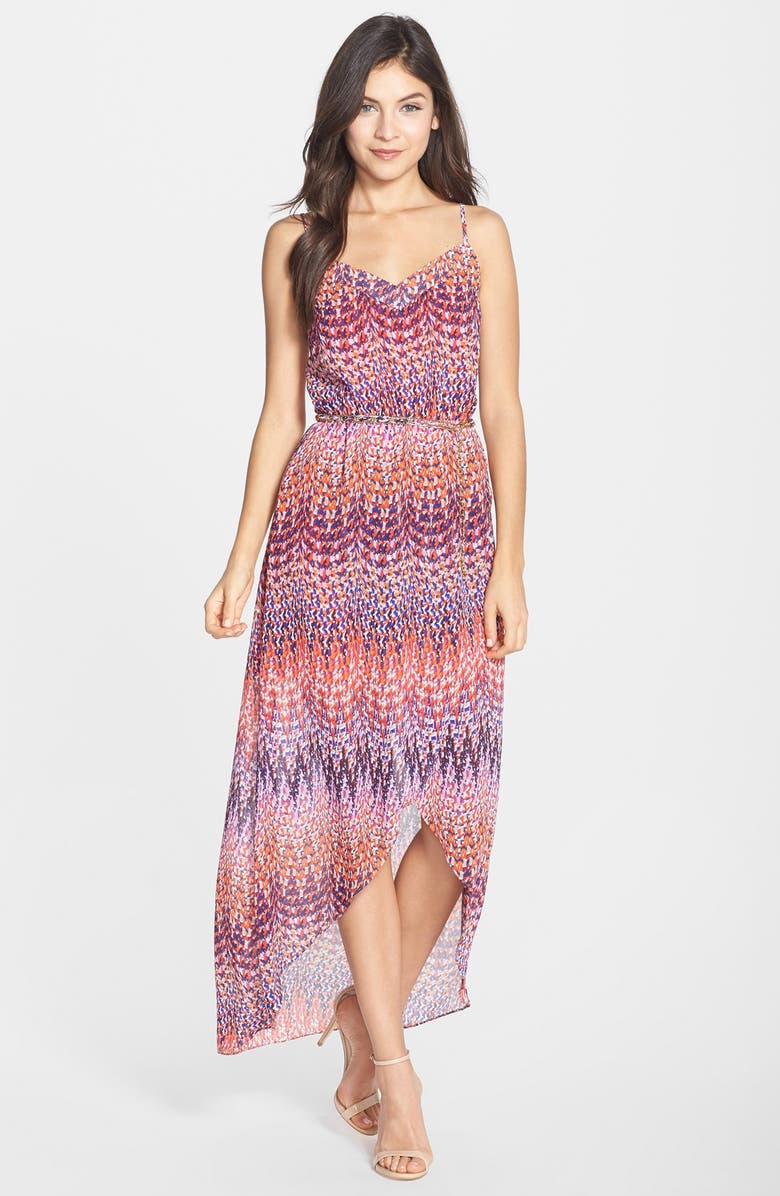Laundry by Shelli Segal Chain Belt Print High/Low Dress | Nordstrom