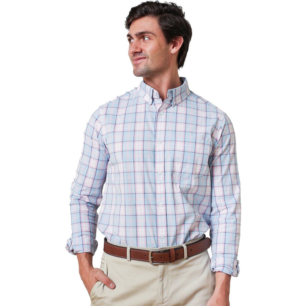 Hope & Henry Organic Stretch Poplin Shirt In English Blue Plaid