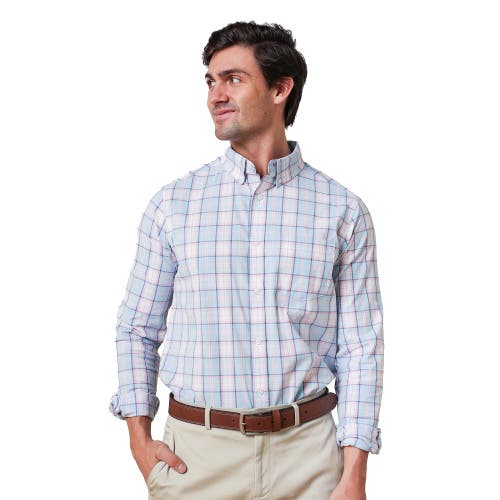 Hope & Henry Organic Stretch Poplin Shirt In English Blue Plaid