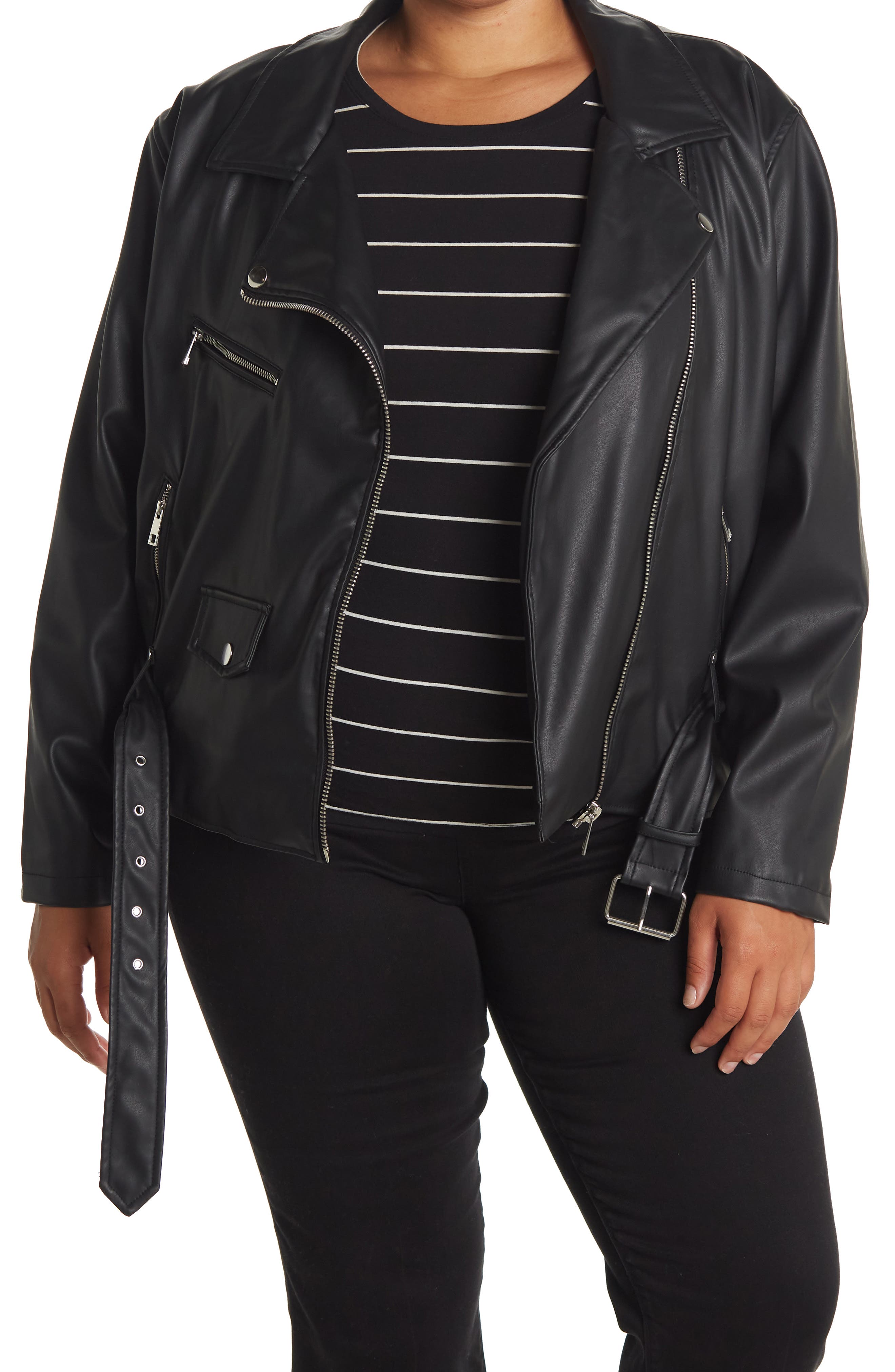 cropped faux leather jacket