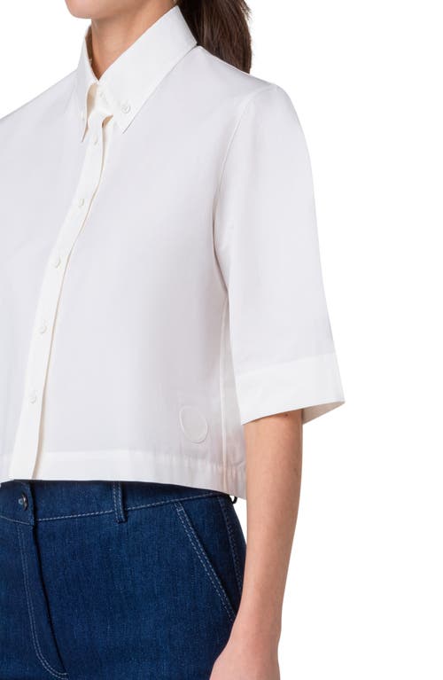 Shop Akris Punto Short Sleeve Crop Buttton-down Shirt In Cream