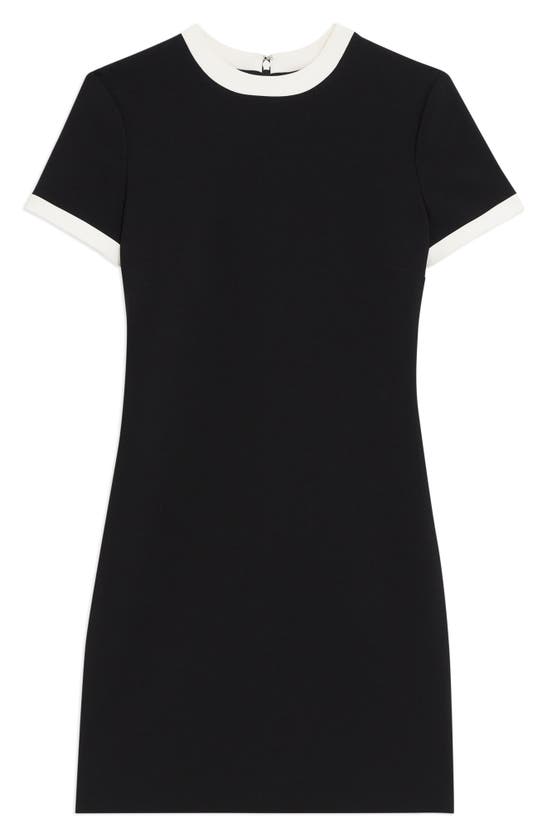 Shop Theory Contrast Trim Short Sleeve Sheath Minidress In Black/ Ivory