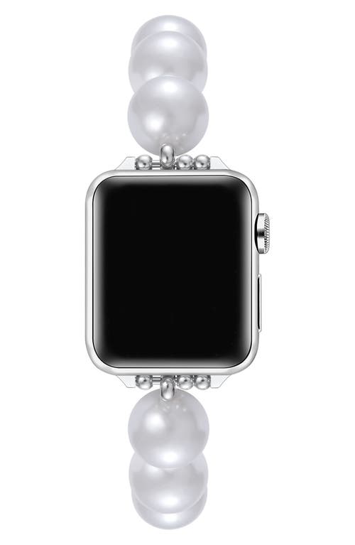 The Posh Tech Violet Imitation Pearl Apple Watch® Bracelet Watchband In White
