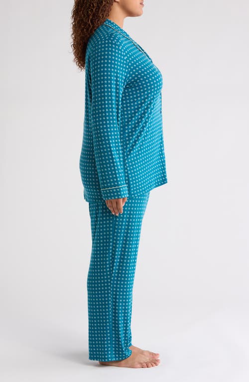 Shop Nordstrom Moonlight Eco Knit Pajamas In Teal Feather Geo Dot