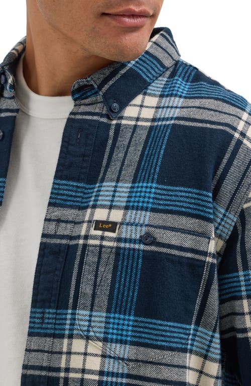 Shop Lee Riveted Relaxed Fit Plaid Flannel Button-down Shirt In Inky Blue