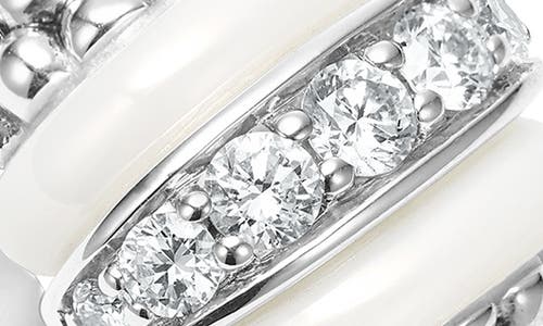 Lagos White Caviar White Ceramic Diamond Large 1-link Ring In Silver/diamond