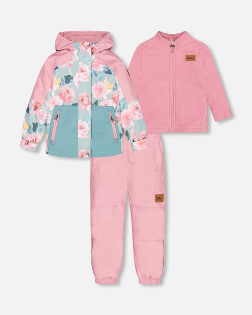 Deux Par Deux Baby Girl's Printed 3 In 1 Mid Season Set Watercolor Roses And Mauve at Nordstrom
