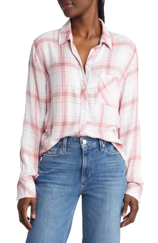 Rails Hunter Plaid Button-front Shirt In Blush White Petal