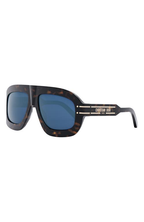 Shop Dior 'signature M1u 58mm Rectangular Sunglasses In Dark Havana/blue