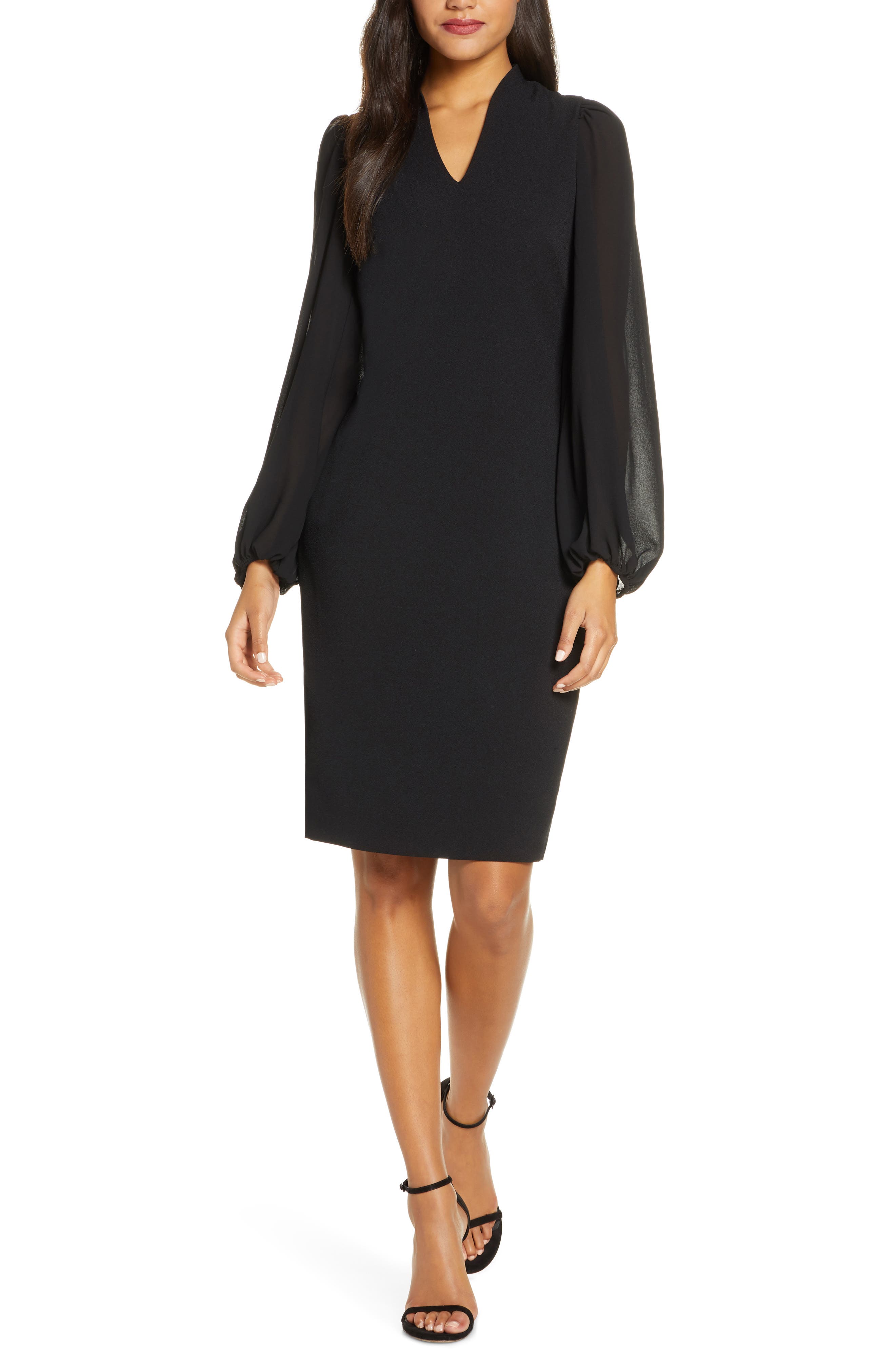 long sleeve crepe dress